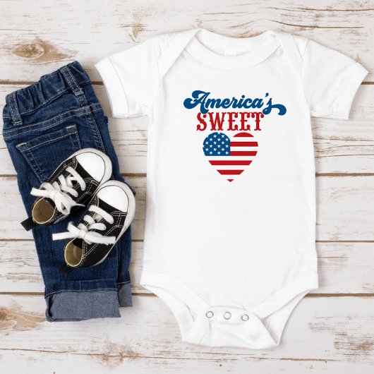 Red White Blue Heart America's Lieverd Bodysuit