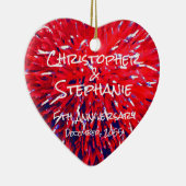 Red White Blue Heart Jubileum kerst Keramisch Ornament (Rechts)