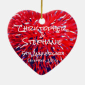 Red White Blue Heart Jubileum kerst Keramisch Ornament (Achterkant)