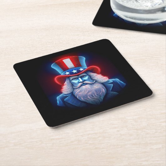 Red White Blue Hologram Of USA Uncle Sam Kartonnen Onderzetters (Schuin)