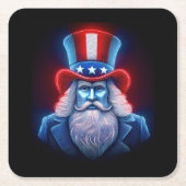 Red White Blue Hologram Of USA Uncle Sam Kartonnen Onderzetters (Voorkant)