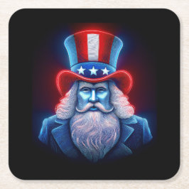 Red White Blue Hologram Of USA Uncle Sam Kartonnen Onderzetters
