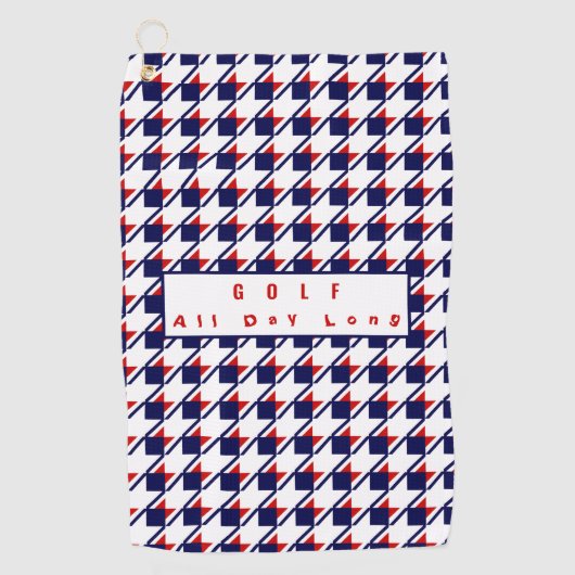 Red White Blue Houndstooth Golfhanddoek (Voorkant)