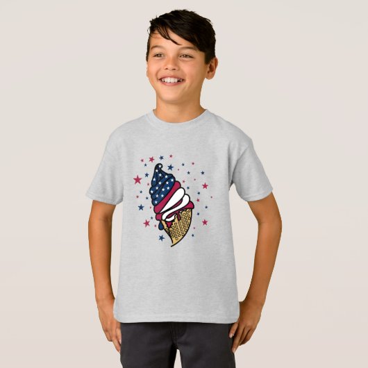 Red White Blue Ice Cream Cone icecreamliciouS Kind T-shirt (Voorkant volledig)