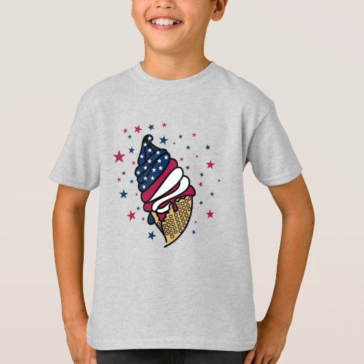 Red White Blue Ice Cream Cone icecreamliciouS Kind T-shirt (Voorkant)