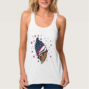 Red White Blue Ice Cream Cone icecreamliciouS Tanktop