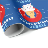Red White Blue Ice Cream Pool Party Kinder Cadeaupapier (Rol Hoek)