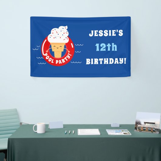 Red White Blue Ice Cream Pool Party Kinder Spandoek (Beurs)