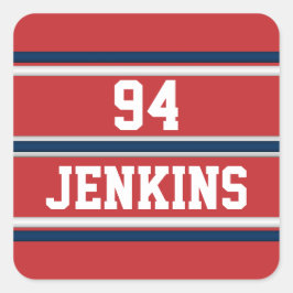 Red White Blue Jersey Stripes  Golf Ha Vierkante Sticker