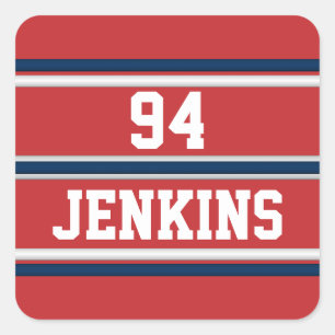 Red White Blue Jersey Stripes  Golf Ha Vierkante Sticker