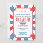 Red White + Blue Juli 4e Uitnodiging van de BBQ Pa (Voorkant)