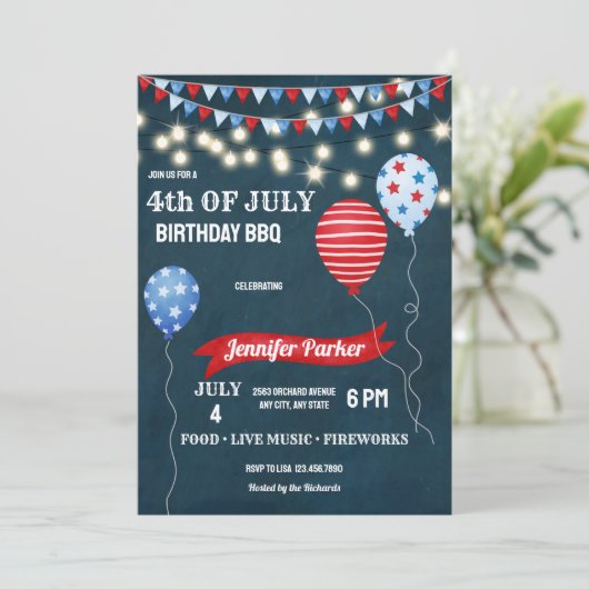 Red White Blue juli Fourth | 4e van juli 2010 Kaart (Staand voorkant)