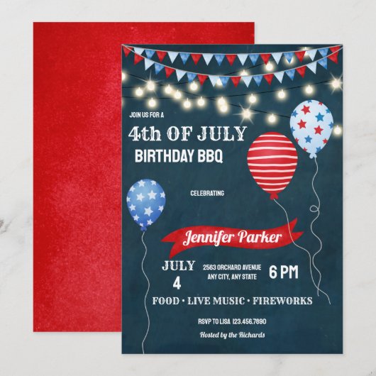 Red White Blue juli Fourth | 4e van juli 2010 Kaart (Voorkant / Achterkant)