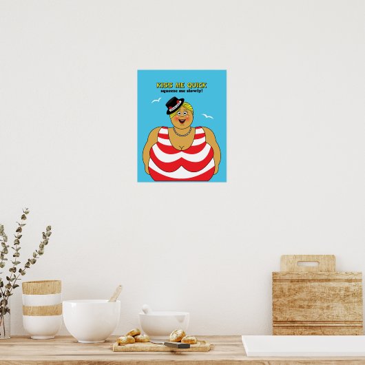 Red White Blue Kiss me Quick Seaside Humor Poster (Keuken)