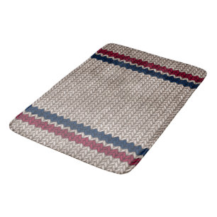 Red White Blue Knit-look Stripe Pattern Badmat