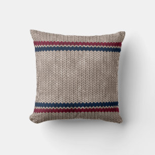 Red White Blue Knit-look Stripe Pattern Kussen