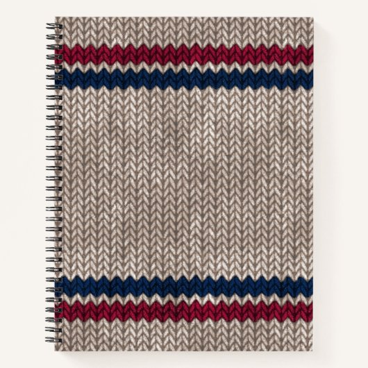 Red White Blue Knit-look Stripe Pattern Notitieboek (Voorkant)