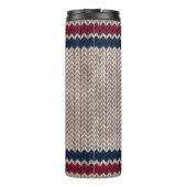 Red White Blue Knit-look Stripe Pattern Thermosbeker (Achterkant)