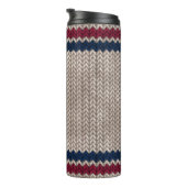 Red White Blue Knit-look Stripe Pattern Thermosbeker (Geroteerd rechts)