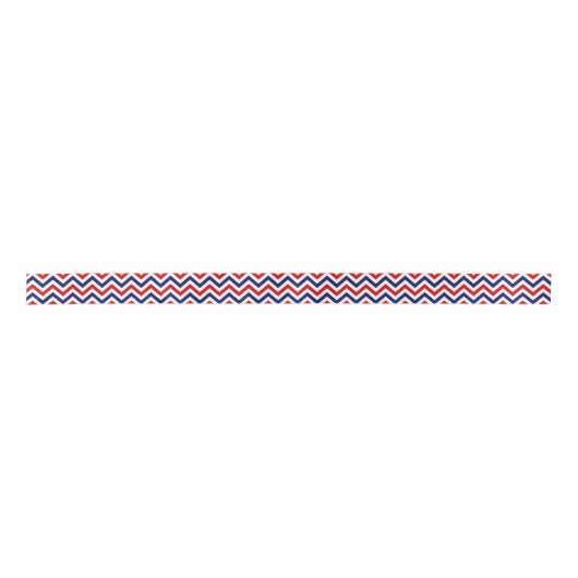 Red White Blue LG Chevron ZigZag Pattern Satijnen Lint (Voorkant)
