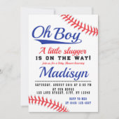 Red White Blue Little Slugger Baseball Baby shower Kaart (Voorkant)