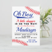 Red White Blue Little Slugger Baseball Baby shower Kaart (Staand voorkant)