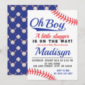 Red White Blue Little Slugger Baseball Baby shower Kaart (Voorkant / Achterkant)