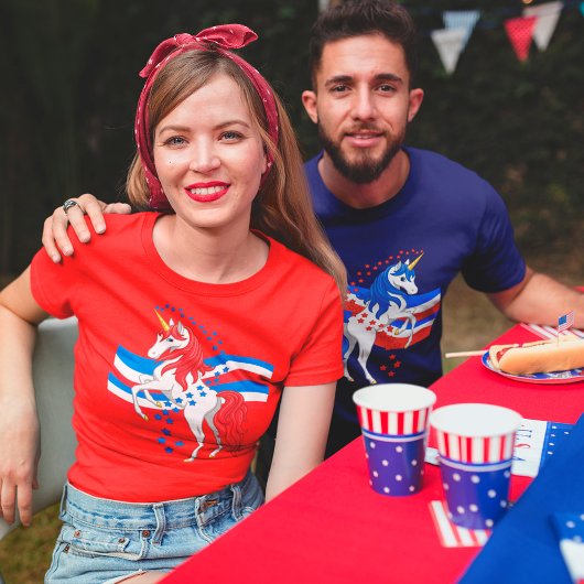 Red White Blue Mane American Unicorn T-shirt