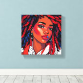 Red white & blue melanin sista black girl magic canvas afdruk (Insitu (Houten vloer))