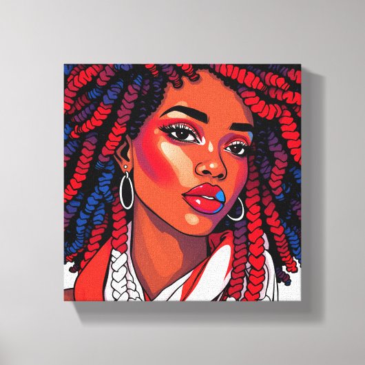 Red white & blue melanin sista black girl magic canvas afdruk (Voorkant)
