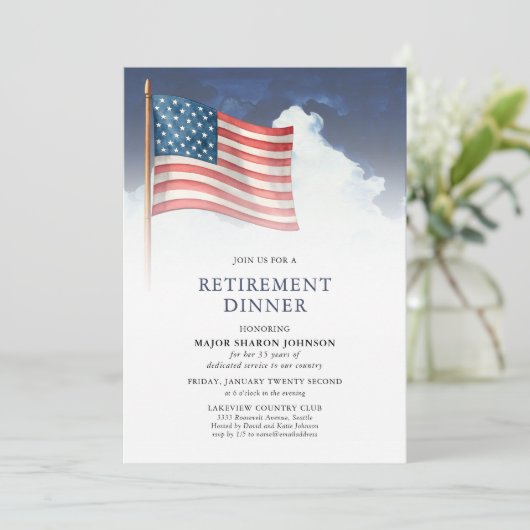 Red White Blue Military American Flag Retirement Kaart (Staand voorkant)