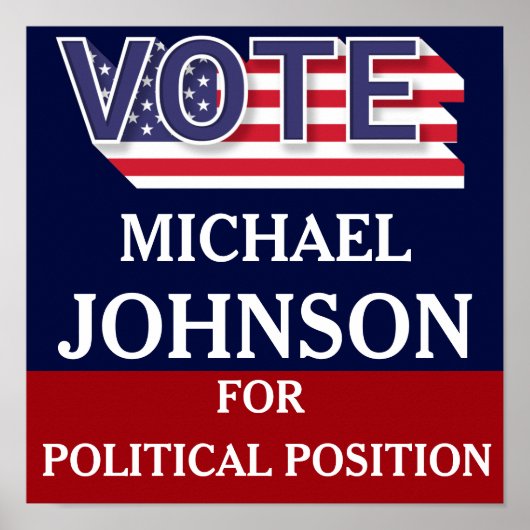 Red White Blue Modern Campaign Poster (Voorkant)