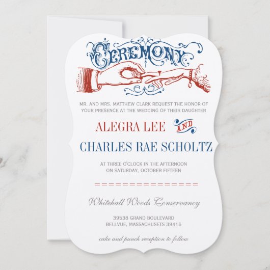 Red White Blue Modern  Typografie Invite Kaart (Voorkant)