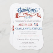 Red White Blue Modern  Typografie Invite Kaart (Voorkant / Achterkant)