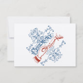 Red White Blue Modern  Typografie RSVP Kaartje (Achterkant)