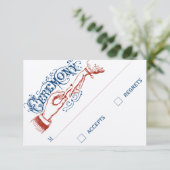 Red White Blue Modern  Typografie RSVP Kaartje (Staand voorkant)