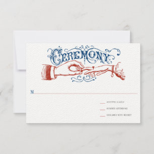 Red White Blue Modern  Typografie RSVP Kaartje