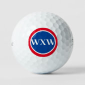 Red White Blue Monogram Golf Ball Golfballen (Voorkant)