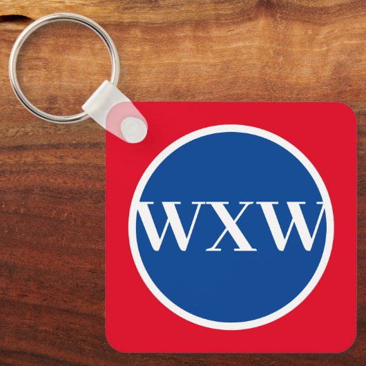 Red White Blue Monogram Sleutelhanger (Voorkant)
