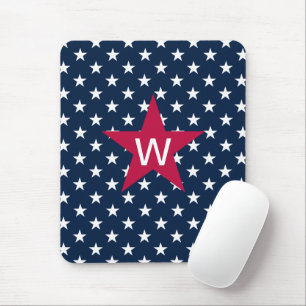 Red White Blue Monogram Star Mousepad Muismat