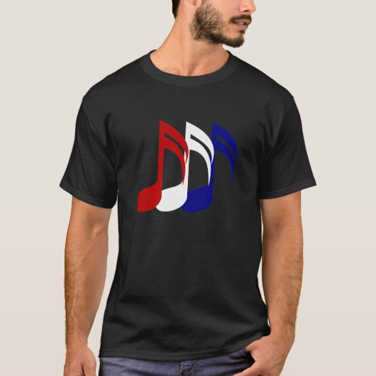 Red White Blue Muzieknoten T-Shirt (Voorkant)