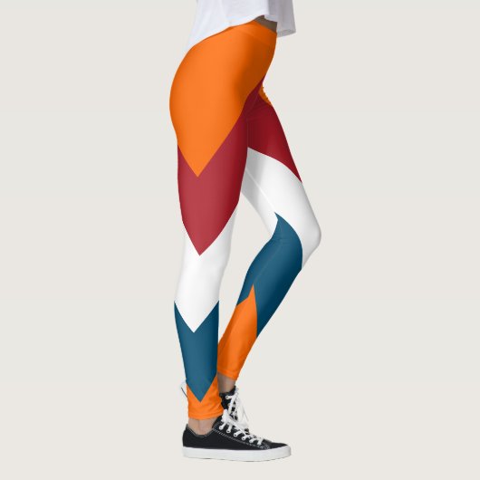 Red White Blue Oranje, Nederlands vlagbandpatroon Leggings (Rechts)