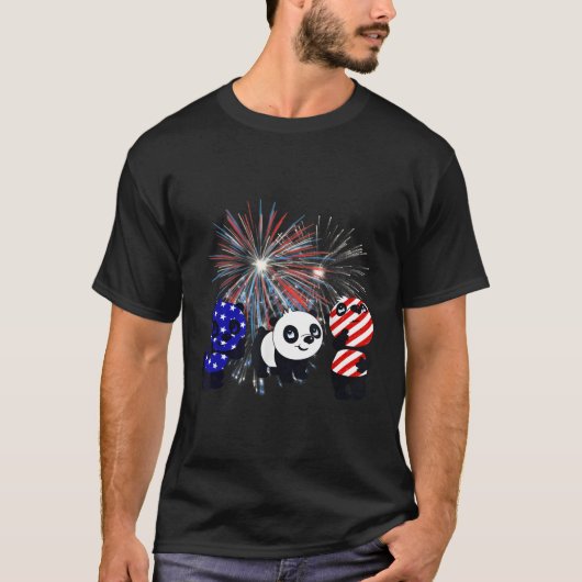 Red White Blue Panda Fireworks Patriottic 4th Ju T-shirt (Voorkant)