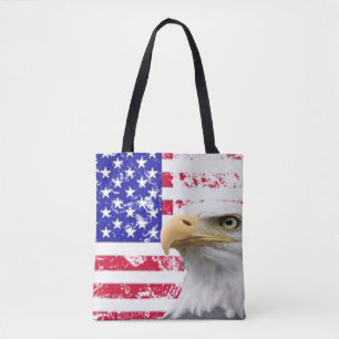 Red White Blue Patriot Star Stripes Eagle VS vlag Tote Bag