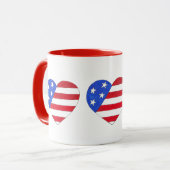 Red White Blue Patriotic American Flag Heart USA Mok (Voorkant links)