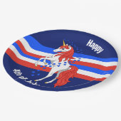 Red White Blue Patriotic American Unicorn Papieren Bordje (Gekanteld)