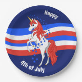 Red White Blue Patriotic American Unicorn Papieren Bordje (Voorkant)