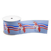 Red White Blue Patriotic American Unicorn Satijnen Lint (Spoel)