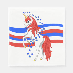 Red White Blue Patriotic American Unicorn Servetten