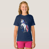 Red White Blue Patriotic American Unicorn T-Shirt (Voorkant volledig)
